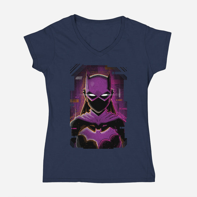 Batgirl Glitch-womens v-neck tee-danielmorris1993