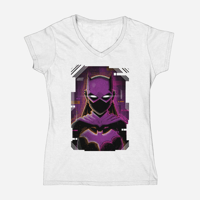 Batgirl Glitch-womens v-neck tee-danielmorris1993