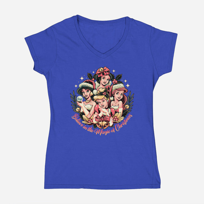 Christmas Princesses-womens v-neck tee-momma_gorilla