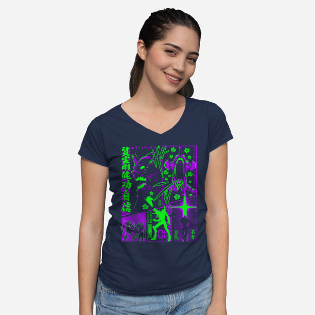 Neon Manga-womens v-neck tee-albertocubatas