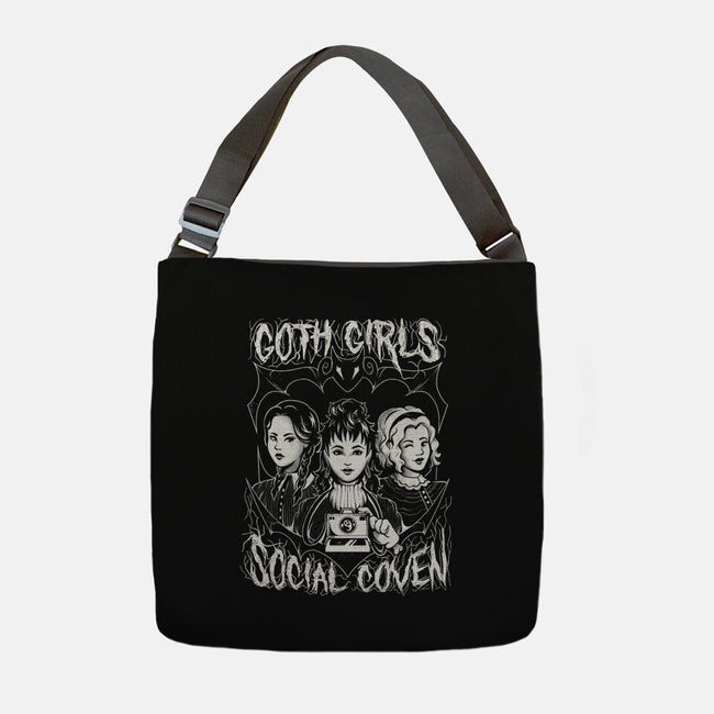 Goth Girls Social Coven-none adjustable tote bag-eduely