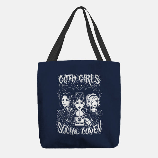 Goth Girls Social Coven-none basic tote bag-eduely