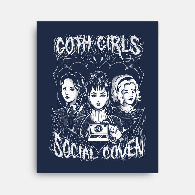 Goth Girls Social Coven-none stretched canvas-eduely