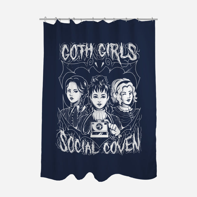 Goth Girls Social Coven-none polyester shower curtain-eduely