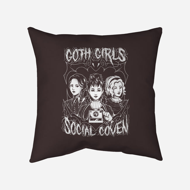 Goth Girls Social Coven-none removable cover w insert throw pillow-eduely