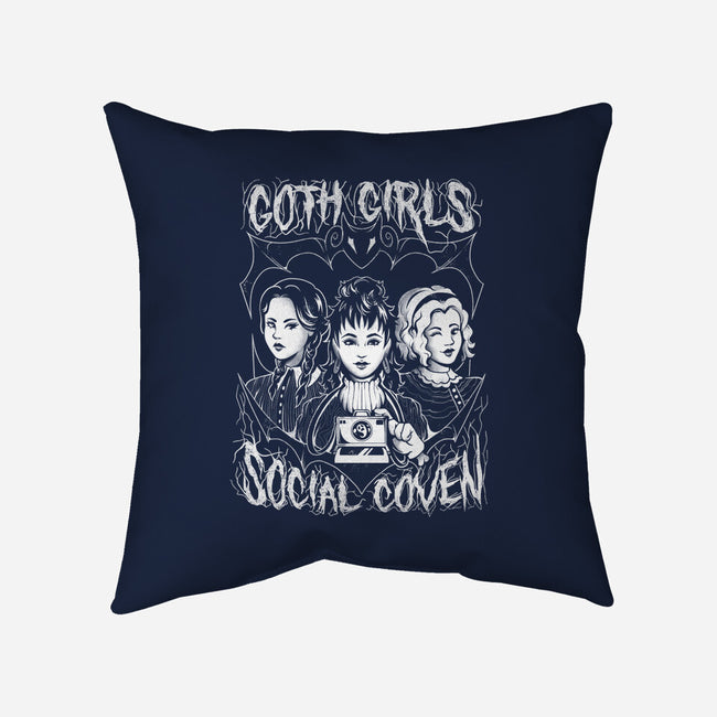 Goth Girls Social Coven-none removable cover w insert throw pillow-eduely