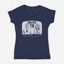 Watch TV-womens v-neck tee-daveleonardo