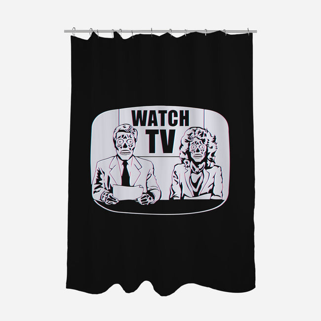 Watch TV-none polyester shower curtain-daveleonardo