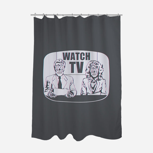 Watch TV-none polyester shower curtain-daveleonardo
