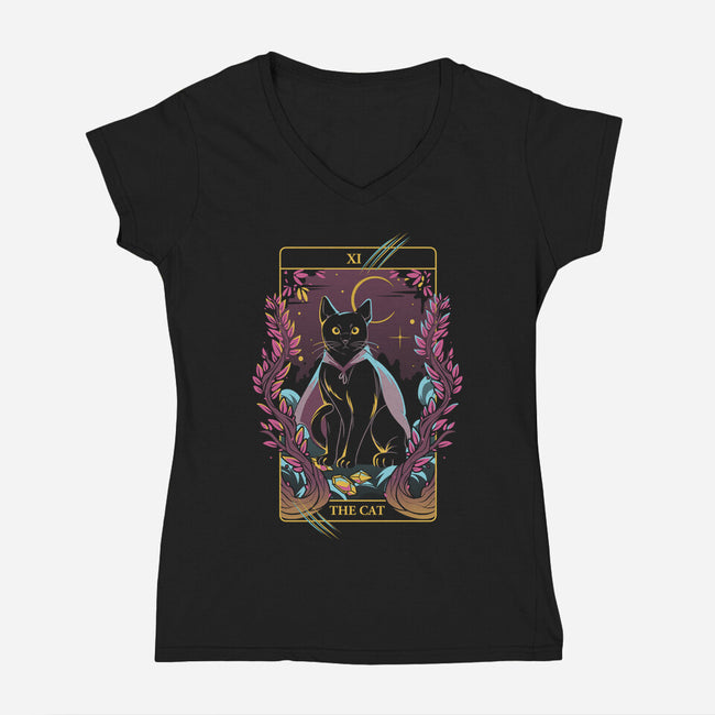 Tarot Cat-womens v-neck tee-yumie