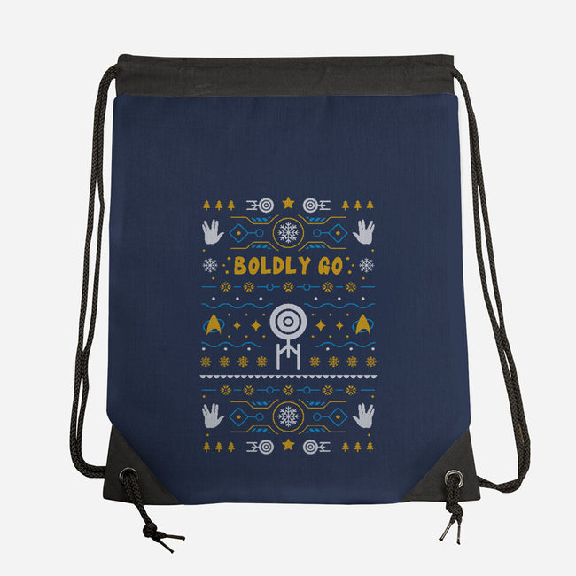 Boldly Into Christmas-none drawstring bag-Logozaste