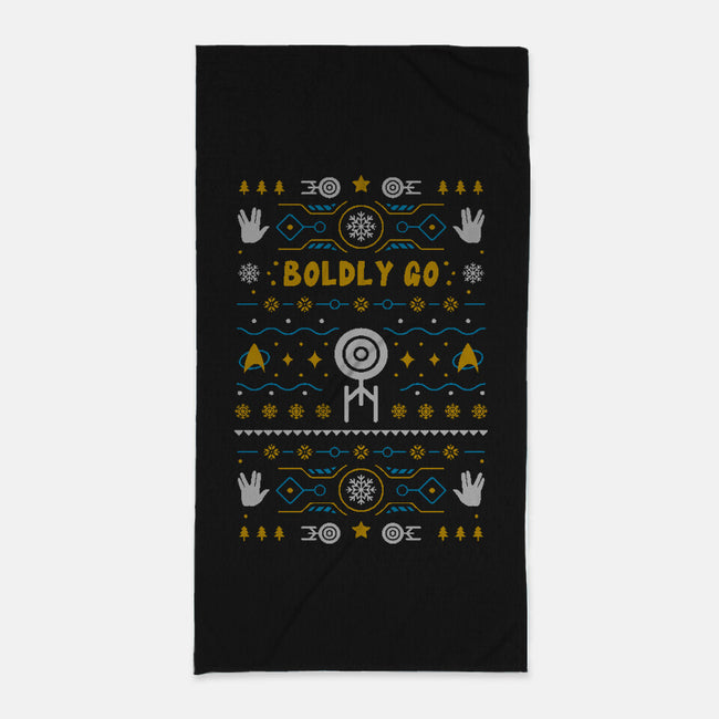 Boldly Into Christmas-none beach towel-Logozaste