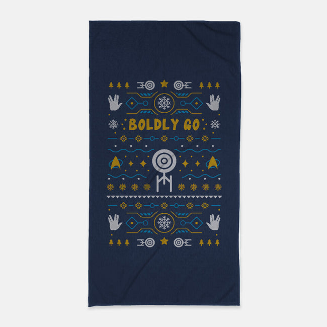 Boldly Into Christmas-none beach towel-Logozaste