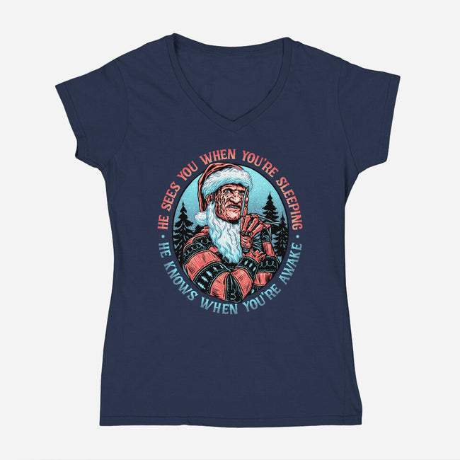 Nightmare Santa-womens v-neck tee-momma_gorilla