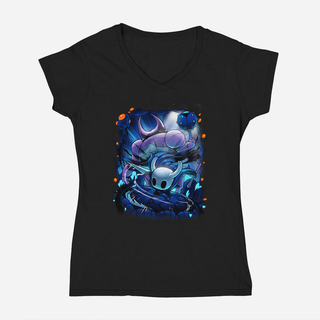 The Knight Of Hallownest-womens v-neck tee-Bruno Mota