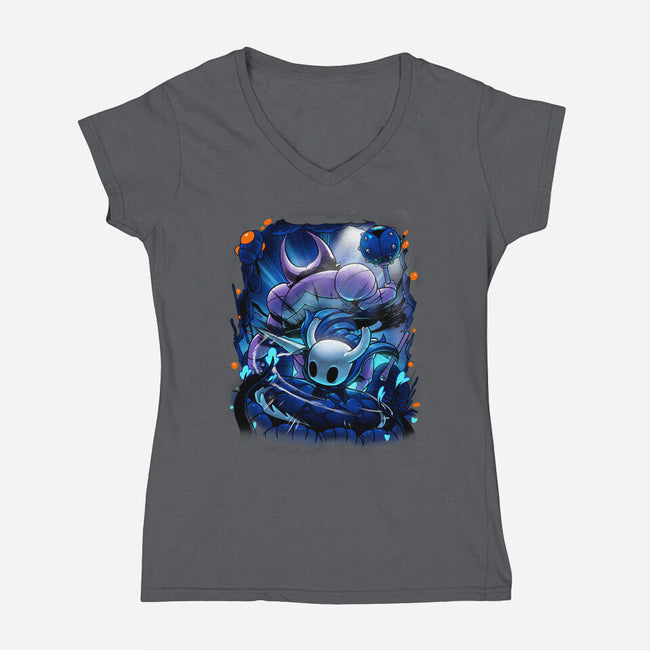 The Knight Of Hallownest-womens v-neck tee-Bruno Mota