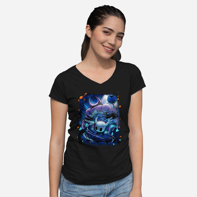 The Knight Of Hallownest-womens v-neck tee-Bruno Mota