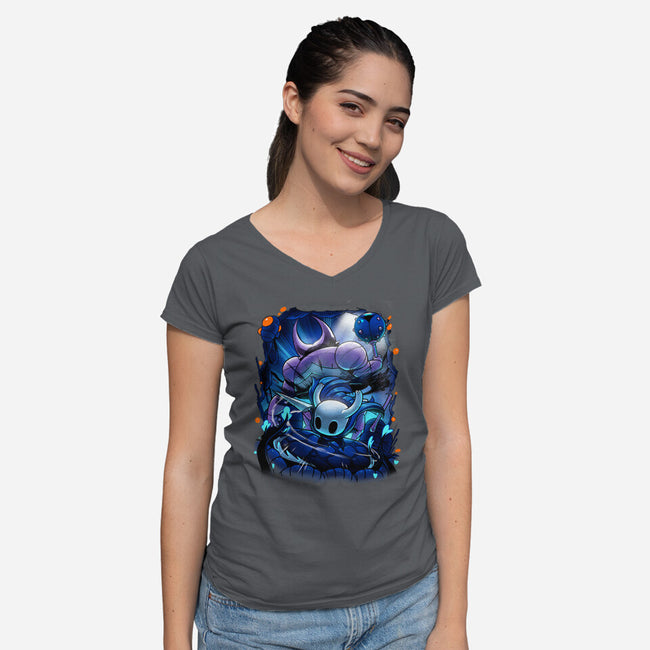 The Knight Of Hallownest-womens v-neck tee-Bruno Mota