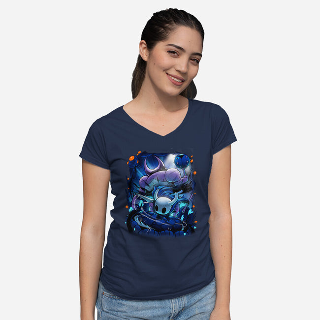 The Knight Of Hallownest-womens v-neck tee-Bruno Mota