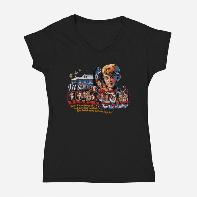 Home Alone For The Holidays-womens v-neck tee-goodidearyan