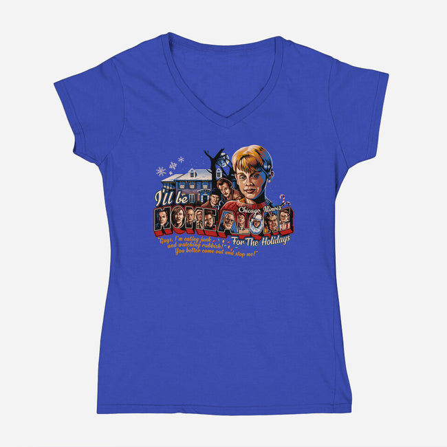 Home Alone For The Holidays-womens v-neck tee-goodidearyan