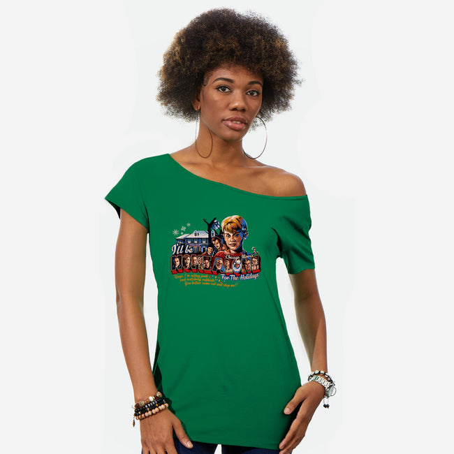 Home Alone For The Holidays-womens off shoulder tee-goodidearyan