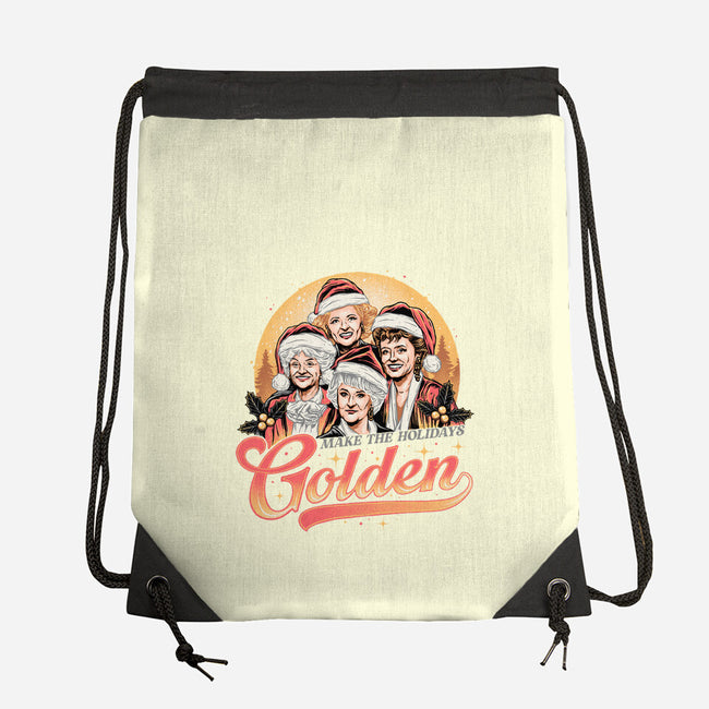 Golden Holidays-none drawstring bag-momma_gorilla