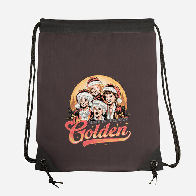 Golden Holidays-none drawstring bag-momma_gorilla