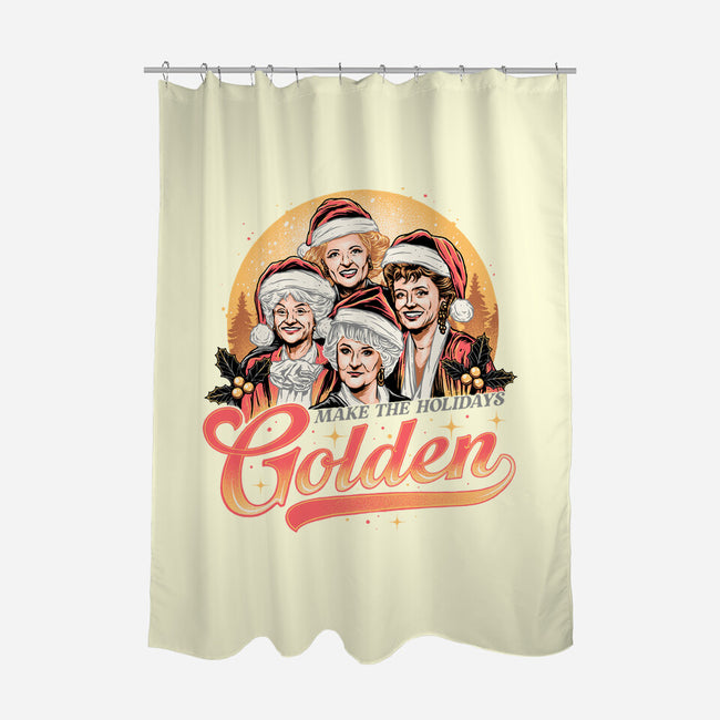 Golden Holidays-none polyester shower curtain-momma_gorilla