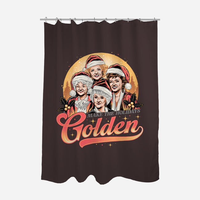 Golden Holidays-none polyester shower curtain-momma_gorilla