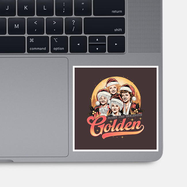 Golden Holidays-none glossy sticker-momma_gorilla