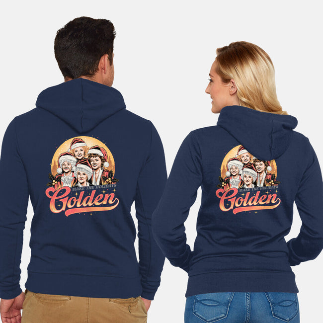 Golden Holidays-unisex zip-up sweatshirt-momma_gorilla