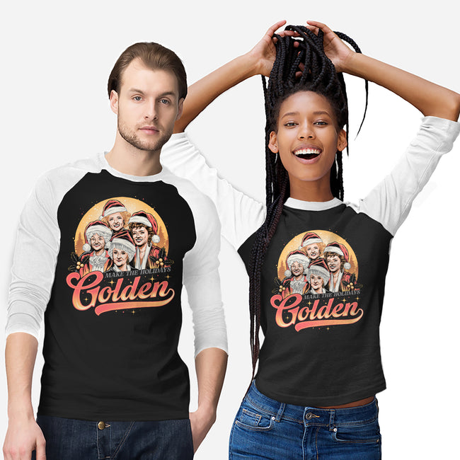Golden Holidays-unisex baseball tee-momma_gorilla