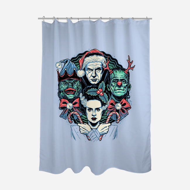 Christmas Monsters-none polyester shower curtain-momma_gorilla