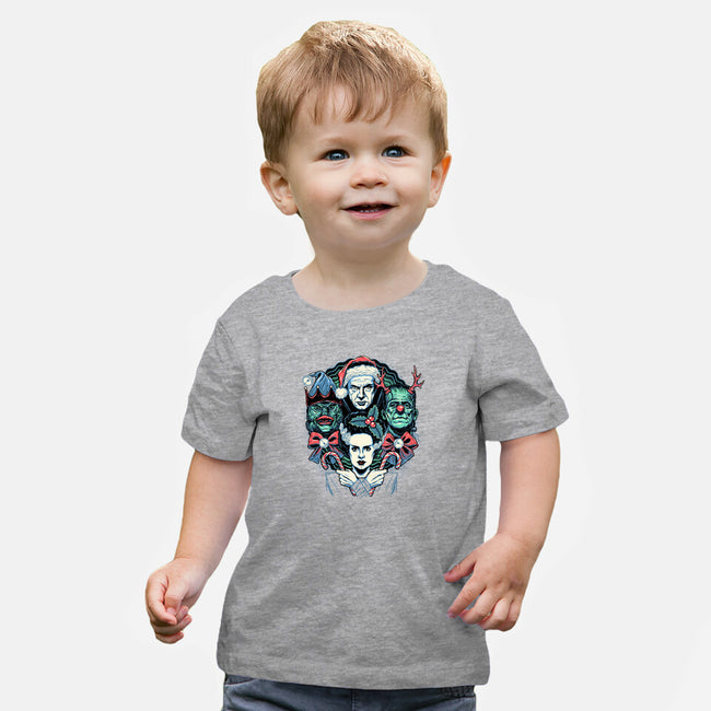 Christmas Monsters-baby basic tee-momma_gorilla