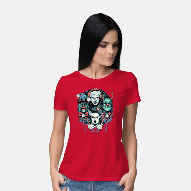 Christmas Monsters-womens basic tee-momma_gorilla