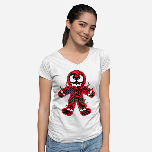 Gingerbread Symbiote-womens v-neck tee-krisren28