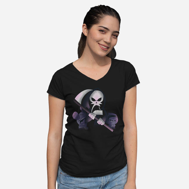 The Grim Adventures-womens v-neck tee-Claudia