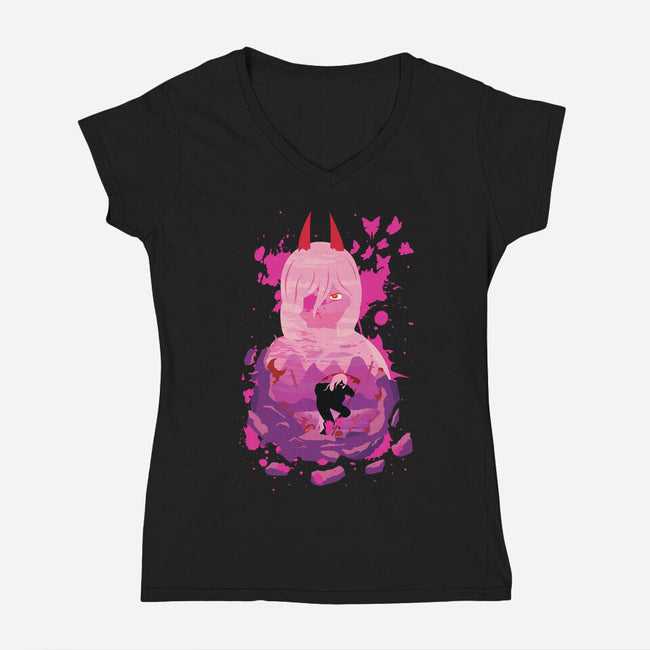 The Blood Devil-womens v-neck tee-SwensonaDesigns