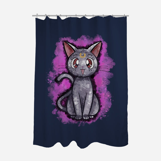 Luna Cat-none polyester shower curtain-nickzzarto