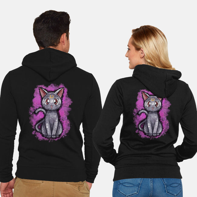 Luna Cat-unisex zip-up sweatshirt-nickzzarto