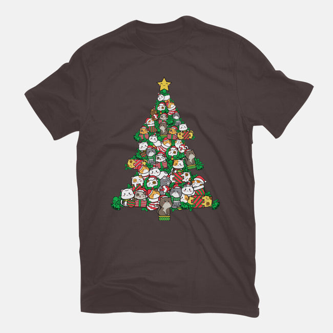 Cat Doodle Christmas Tree-womens basic tee-bloomgrace28