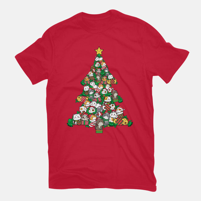 Cat Doodle Christmas Tree-womens basic tee-bloomgrace28