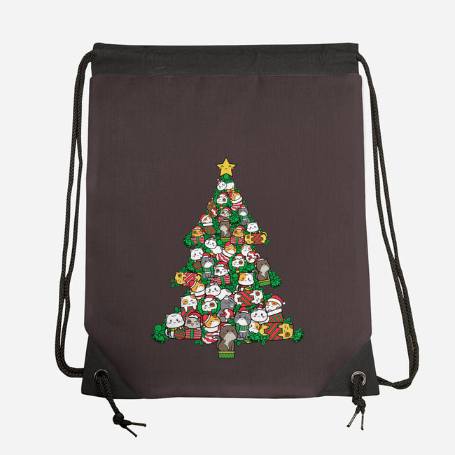 Cat Doodle Christmas Tree-none drawstring bag-bloomgrace28
