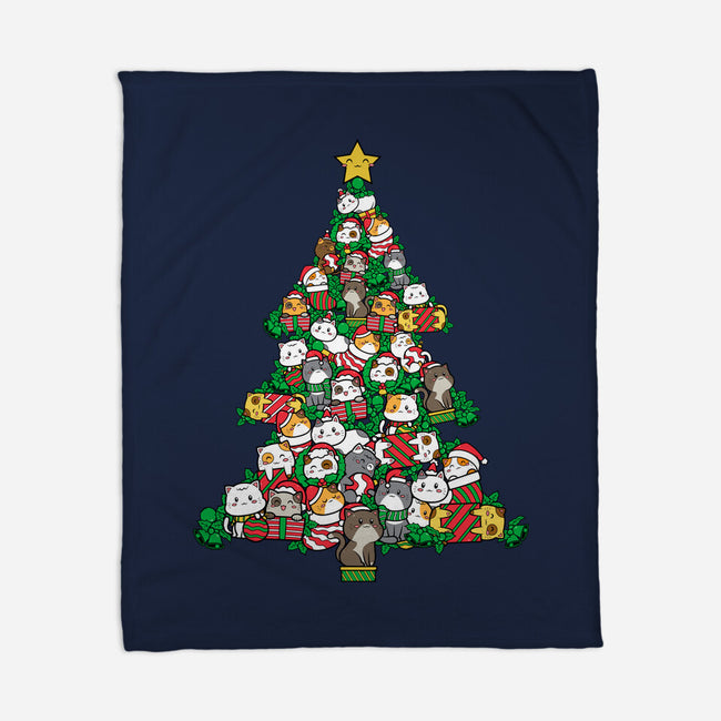 Cat Doodle Christmas Tree-none fleece blanket-bloomgrace28