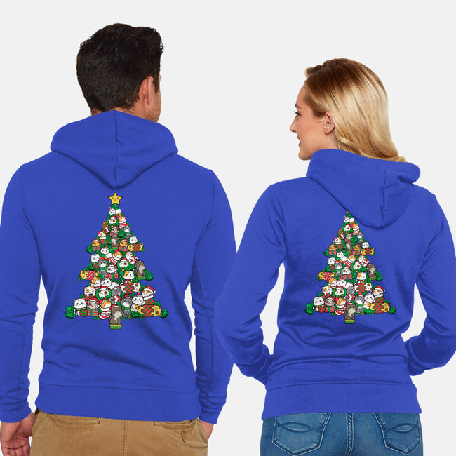 Cat Doodle Christmas Tree-unisex zip-up sweatshirt-bloomgrace28