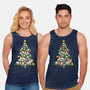Cat Doodle Christmas Tree-unisex basic tank-bloomgrace28
