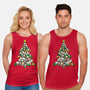 Cat Doodle Christmas Tree-unisex basic tank-bloomgrace28