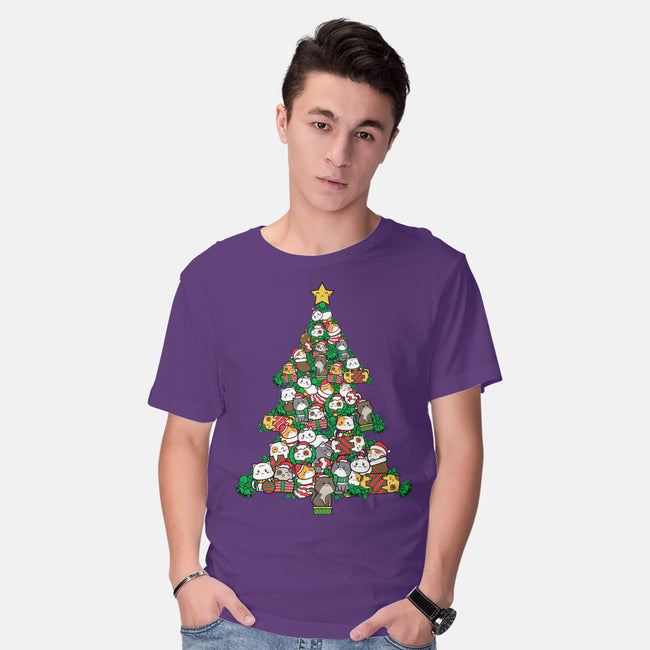 Cat Doodle Christmas Tree-mens basic tee-bloomgrace28