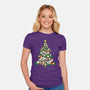 Cat Doodle Christmas Tree-womens fitted tee-bloomgrace28